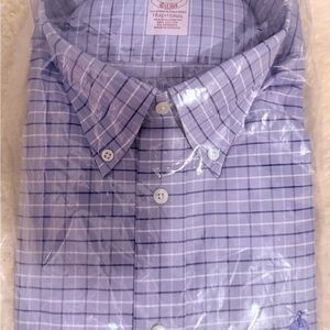 Brooks Brothers Men's Blue Tattersall Dress Shirt - Size XL - Traditional Fit